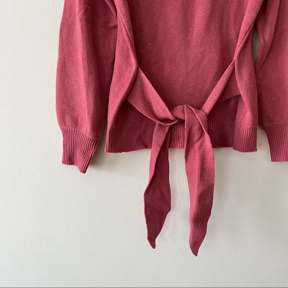 Halogen x Atlantic-Pacific Pink Tie-Front Cashmere Blend Sweater - Picture 3 of 5